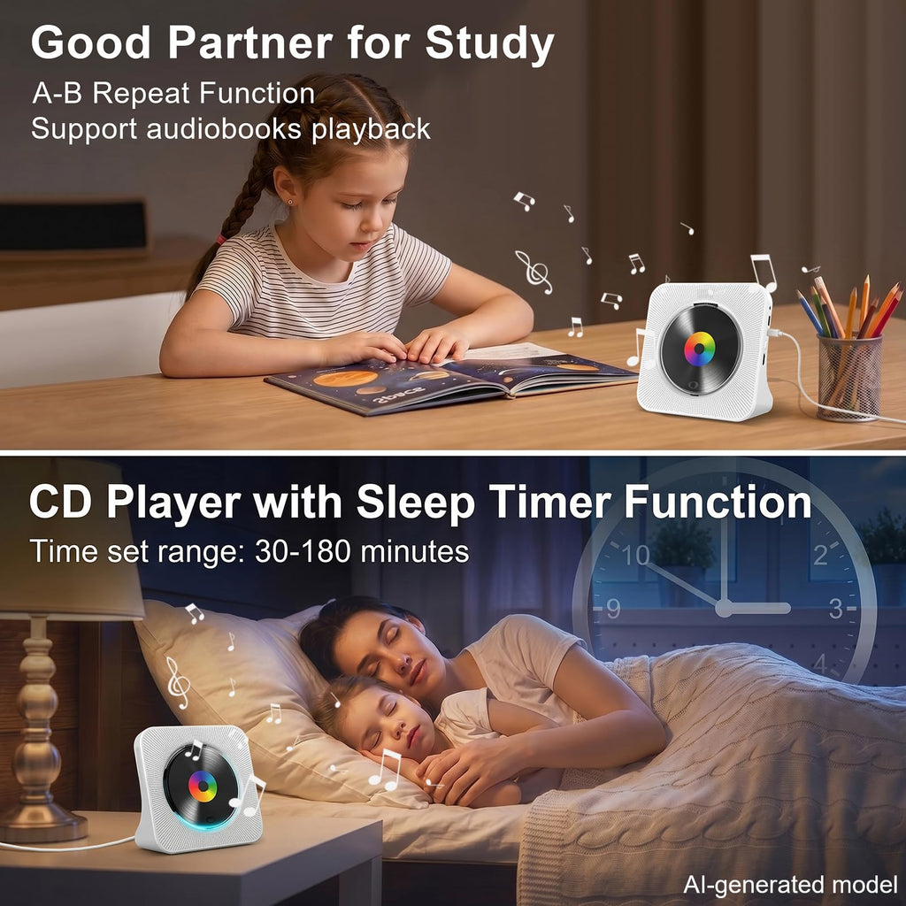Gueray CD Player Portable Bluetooth Desktop CD Players for Home