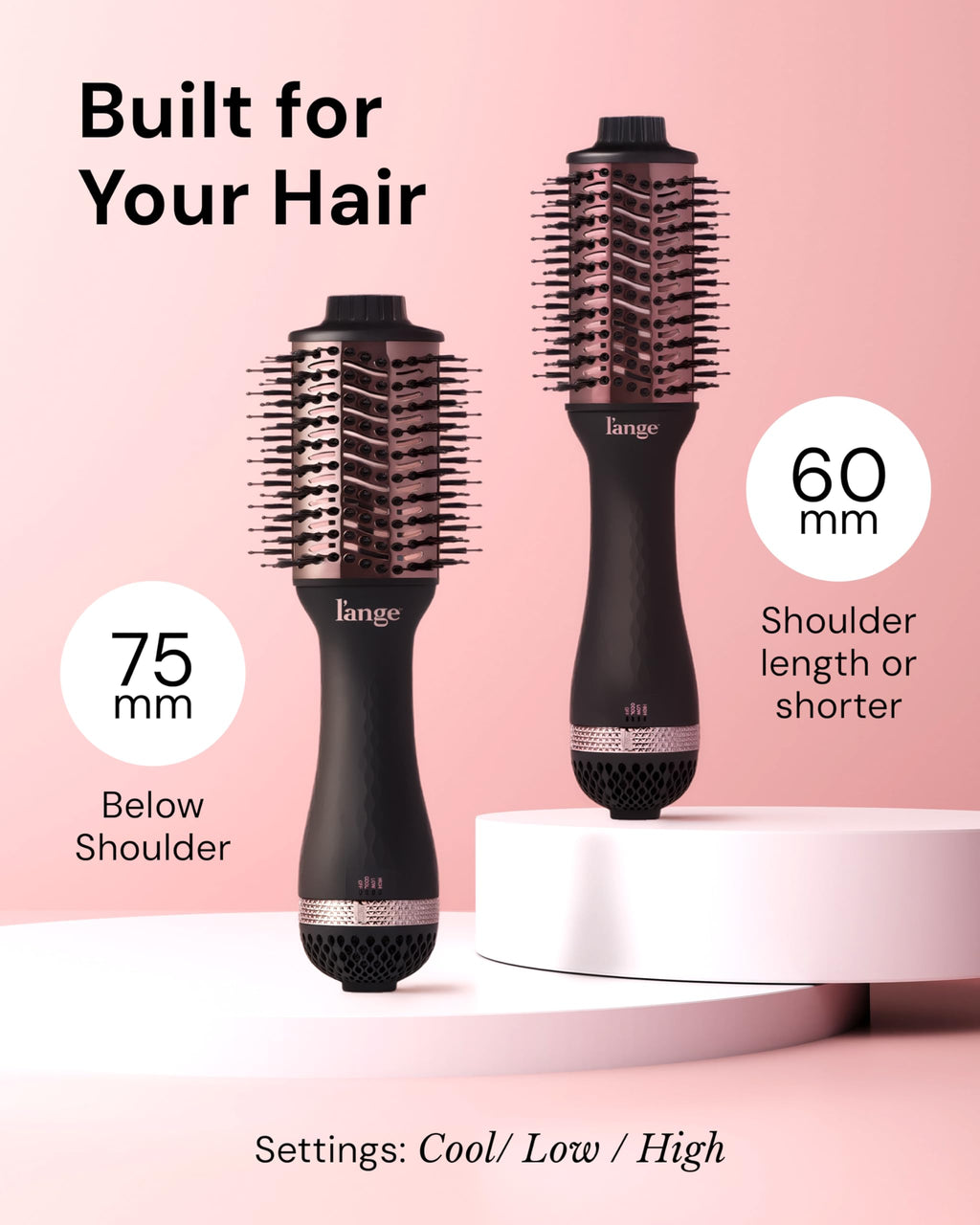 L'ANGE HAIR Le Volume 2-in-1 Titanium Blow Dryer Brush | Frizz Control Blowout Hair Dryer Brush for Drying and Styling | Volumizing Hot Air Styler for All Hairstyles | Oval Barrel | Black - 60mm