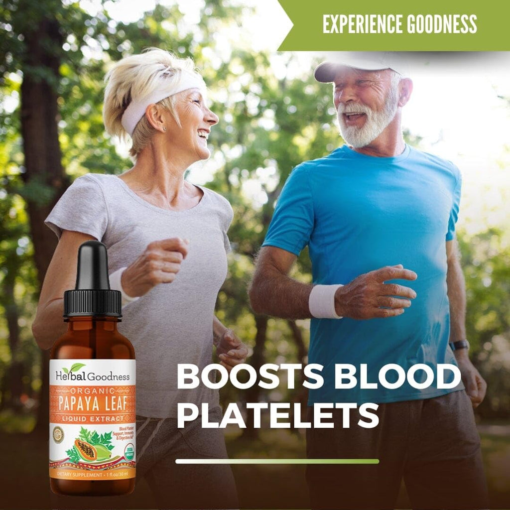 Herbal Goodness Papaya Leaf Extract 1oz – 15X Concentrated Organic Papaya Liquid Supplement | Papaya Enzyme Drops for Platelet Support, Digestive Health & Immune Support | Non-GMO, Vegan, Gluten-Free