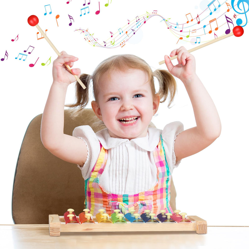 Lukmaa 6 Pcs Xylophone for Kids Wooden Xylophone with Mallets Musical Instrument Wood Baby Percussion Kit Christmas Birthday Gifts for Boys Girls Educational Preschool Instruments Toddler Toys