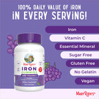 MaryRuth's Iron Gummies for 14+ with Vitamin C for Absorption | Sugar Free | Gummy Iron Supplement + VIT C | Energy Metabolism | Cellular Health | Immune Support | Vegan | Non-GMO | 60 Count