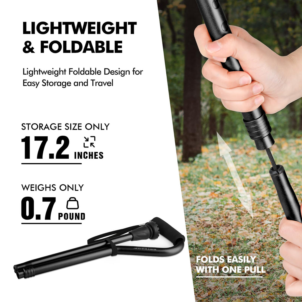 GPTCAMP Walking Cane and Walking Stick for Men Women,Lightweight Folding Canes with Offset Soft CushionedHandle,Adjustable&Collapsible,Mobility & Leg Surgery Recovery (Black)