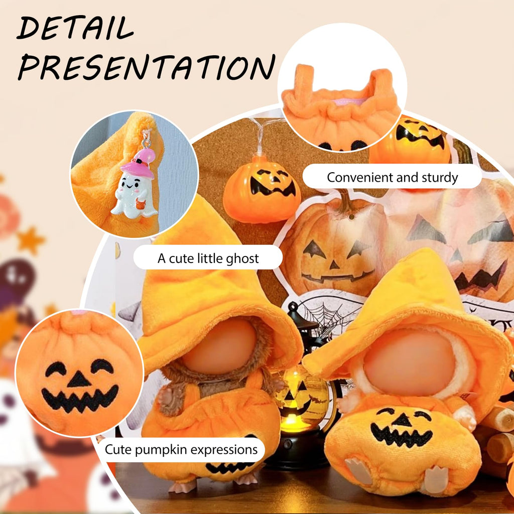 Zimomo Clothes for Labubu Dolls - Cute Outfit for 6.7 Inch (17cm) 1-Piece Costume Accessory, (Doll Not Included) - Perfect for Collectors and Dress-Up (Halloween Pumpkin Set B)