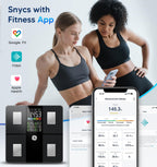 GE Scale for Body Weight, Body Fat, BMI, Muscle Mass, Smart Bathroom Scales with 14 Body Composition Metrics with Large Display, Accurate Bluetooth Weighing Machine with Fitness App, 400 lbs, Black