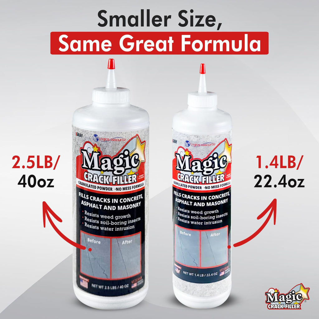 Gray 1.4 LB Magic Crack Filler Bottle - Easy, No-Mess Crack Repair for Concrete, Masonry & Asphalt - Durable & Weather-Resistant