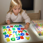 Odoorgames 66 Pcs Translucent Letters and Numbers – Light Table Toys, Manipulatives and Accessories for Enhanced Learning & Fun