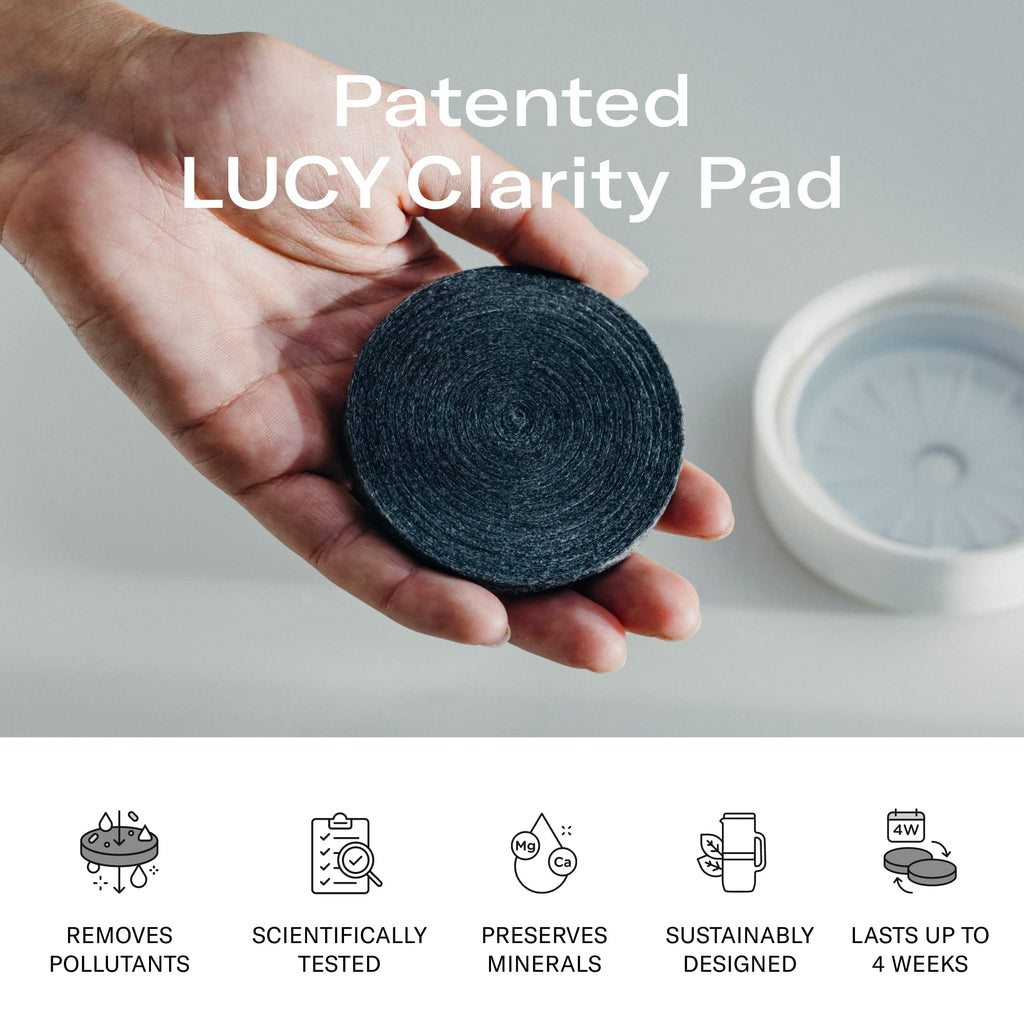 LUCY® Water Filter cartridges - 3X Water Clarity Filter pad Refills for LUCY® Filter Carafe | Filters pollutants and Keeps Minerals with ion Exchange Technology | Patented, scientifically Tested