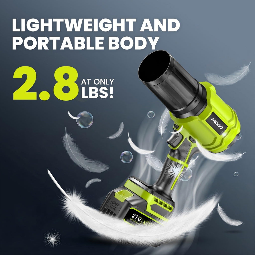 990,000 RPM Cordless Leaf Blower with 2 Batteries & Charger - Electric Handheld Blower, Lightweight, Double Run Time for Lawn, Yard, Patio, Garden Cleaning Green 1