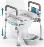 HOMLAND Raised Toilet Seat with Handles, FSA HSA Eligible 500lb Toilet Seat Riser for Seniors with Bedpan, Adjustable Height & Width, Handicap Elevated Toilet Seat for Elderly, Bedside, Fit Any Toilet