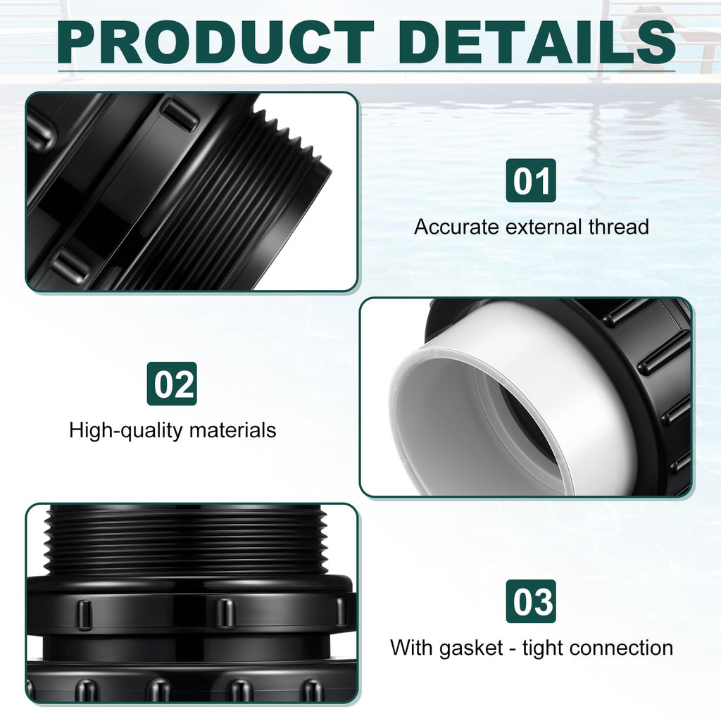Briwooody 4 Pcs MIP x 2" Hi Temp Unions Compatible with Pentair Whisperflo Pool Pump Compatible with Intelliflo Pump 2" PVC Pool Pump High Temp Unions for Pool Pump