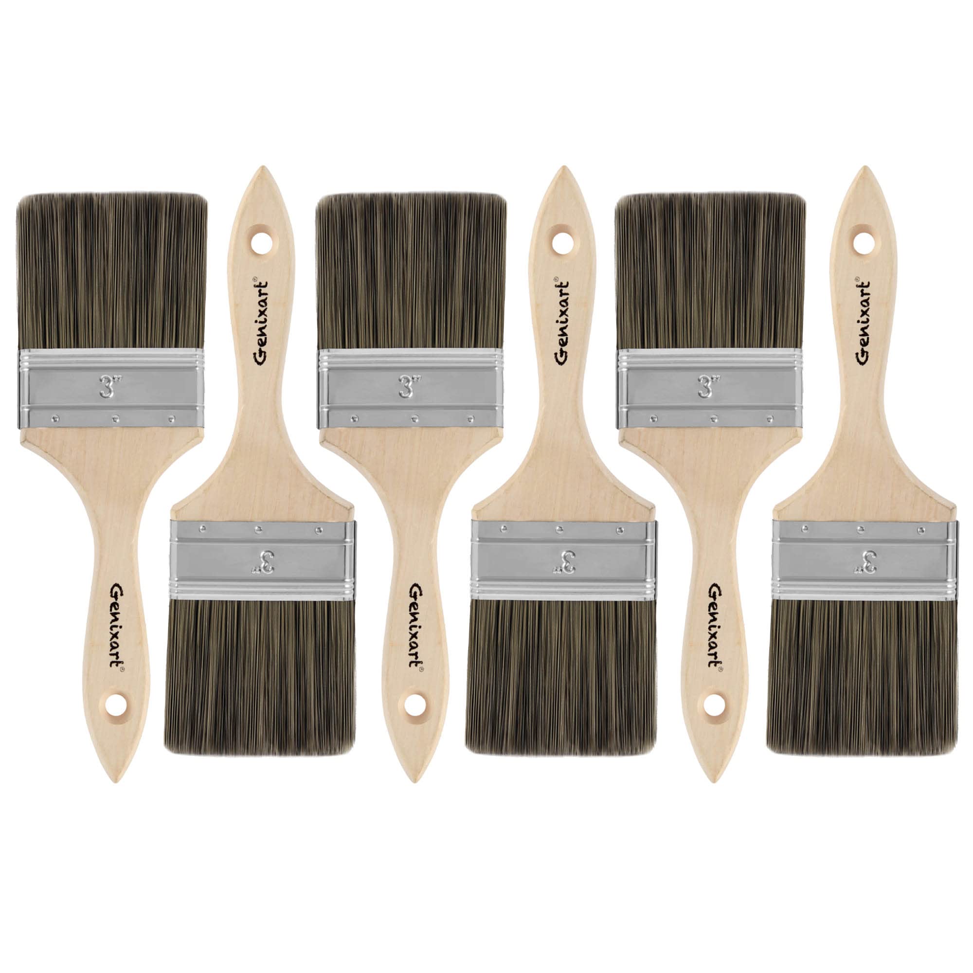 Double Thick Chip Paint Brush, 6 Pack, 3 inch / 75mm Stain Brushes for Painting Walls and Fence Staining, Wooden Handle Masonry Paintbrush for Varnish, Paste, Gesso and Limewash