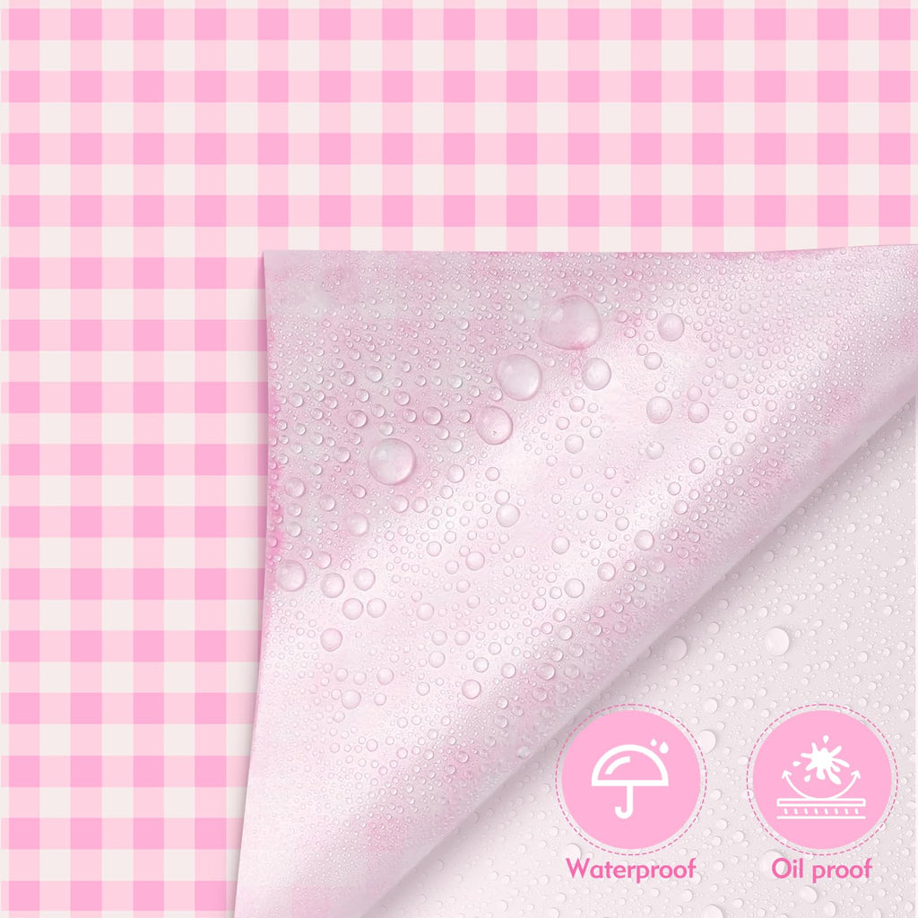 100pcs Waxed Deli Paper Sheets, 7x7" Food Basket Liners for Sandwiches, Burgers. Pink Checkered Deli Wrap Wax Paper Sheets by Neyimqr