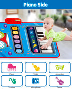 DQMOON Toys for 1 Year Old Boy Gifts, 2 in 1 Musical Mat with Piano & Drum, Adjustable Volume, Musical Toys for 1 Year Old, Christmas Birthday Easter Gifts for 1-2 Year Old Boys Girls (Blue)