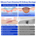 Silicone Foam Dressing 4"x4"(10 PCS), Waterproof Silicone Large Bandages for Wound with Border Adhesive, High Absorbency Bed Sore Bandages Wound Care Dressing (2.5"X2.5" Pad)