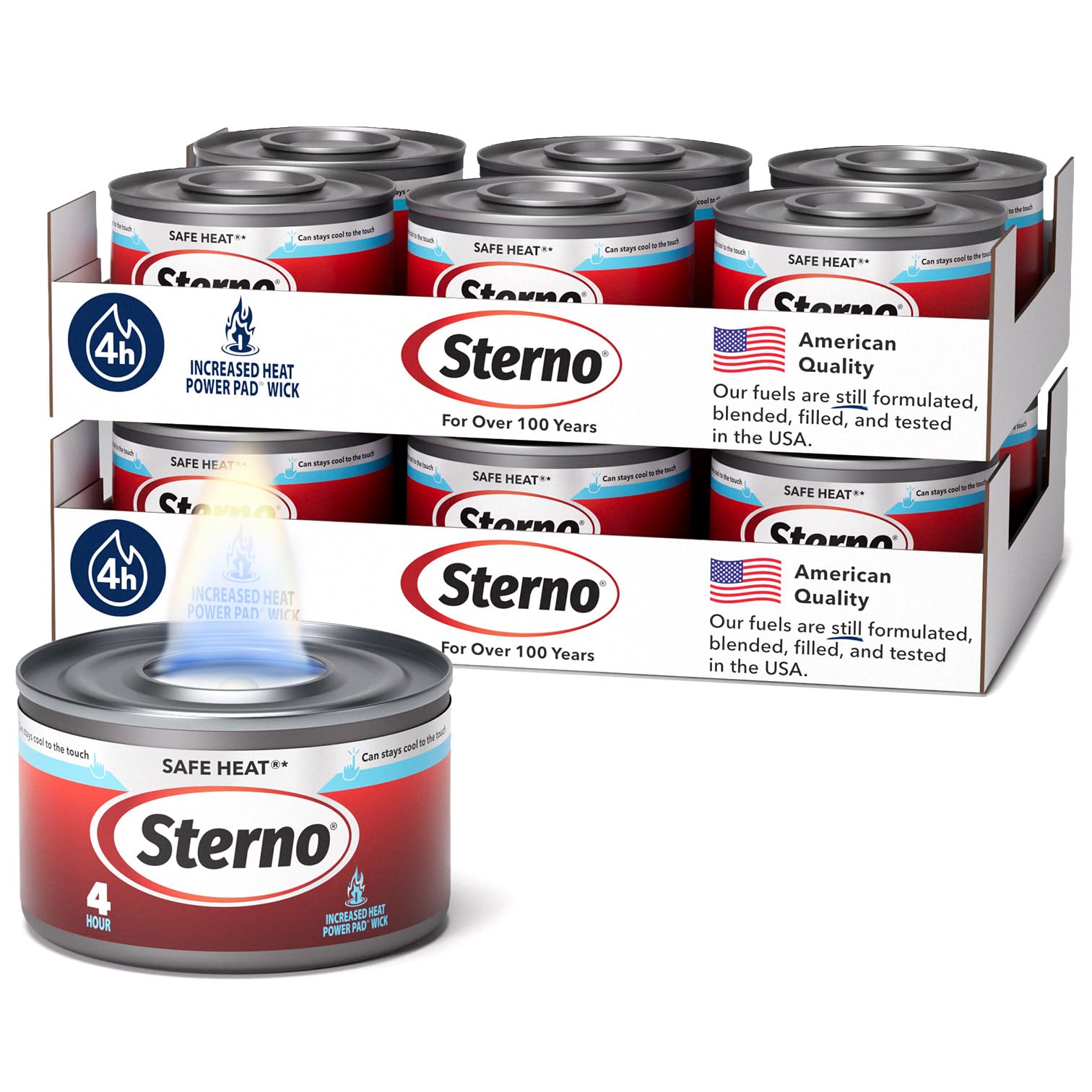 Sterno Safe Heat PowerPad Chafing Fuel, 4-Hour Burn, 12 Pack