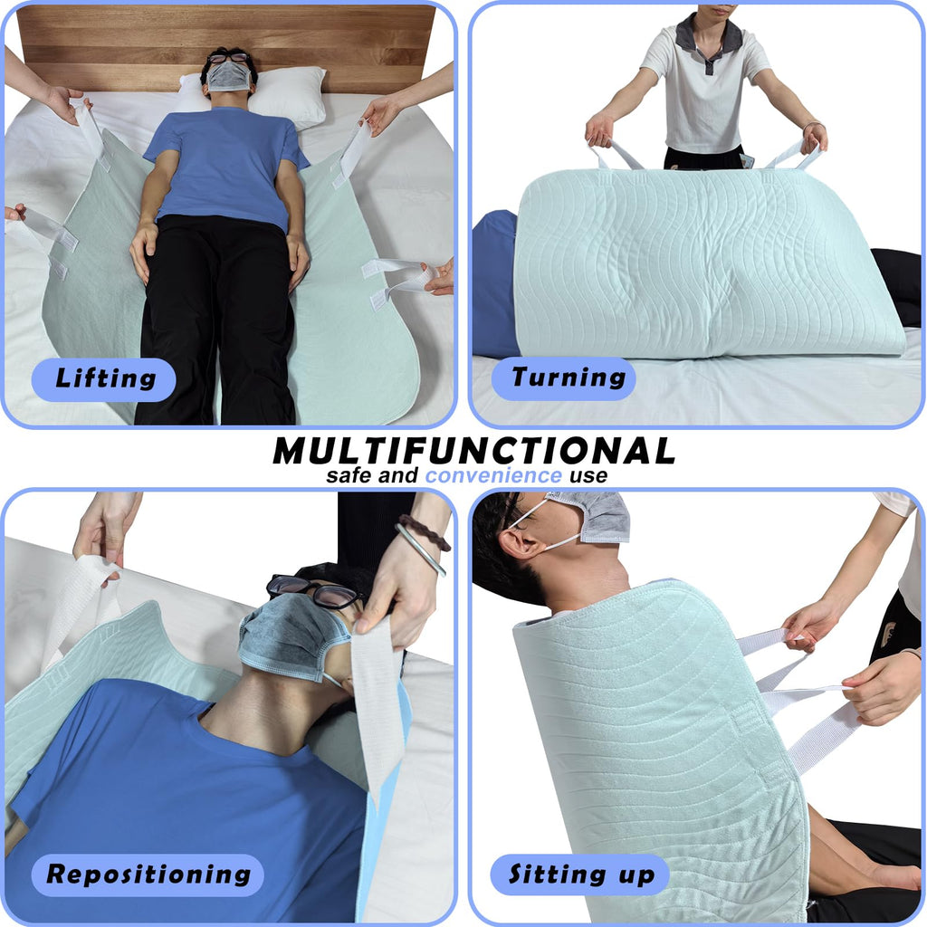 2 Pack Bed Pads for Incontinence Washable Positioning Bed Pad with Handles, Reusable Underpads Absorbent with 4-Layer Waterproof Underpads for Incontinence, Elderly Bedridden (34×36 Inch - 2 Pack)