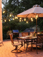 Larkvue 50FT(2x25FT) Outdoor String Lights, Patio Lights with 20+2 LED Dimmable Waterproof ST38 Vintage Bulbs for Backyard Bistro Cafe Deck, Black