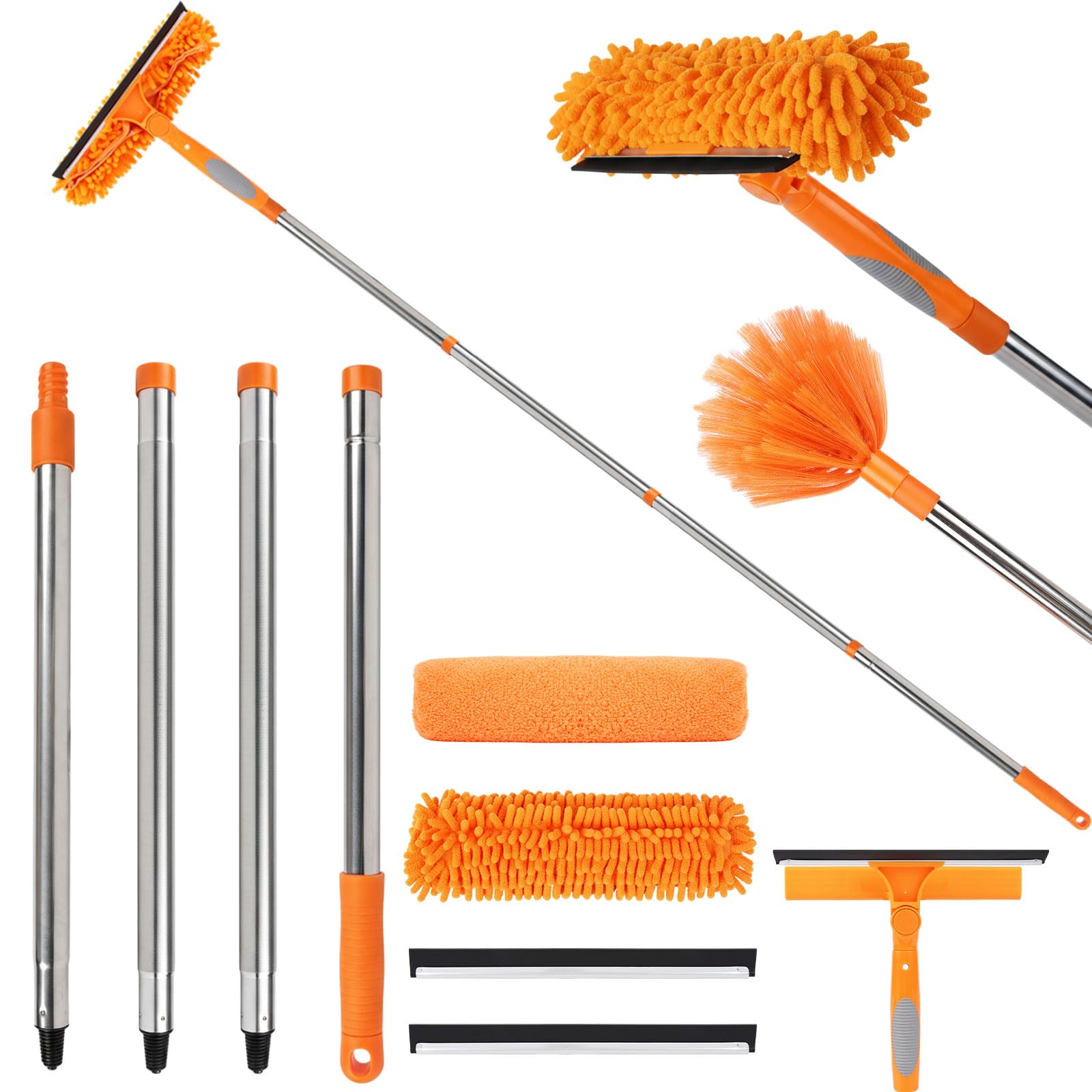 Lemosyu Professional 67" Window Squeegee, 3-in-1 Rotatable Squeegee for Window Cleaning with Extension Poles, Window Cleaner Tool Kit for Indoor & Outdoor High Windows and Car Glass