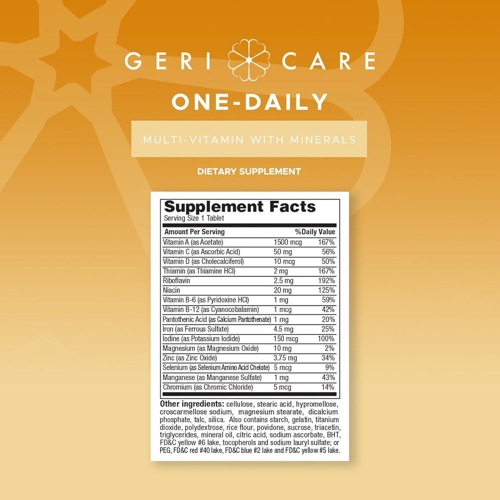 GeriCare One-Daily Multivitamins with Minerals for Men & Women (1000 Tablets) High-Potency Multi-Vitamin & Multimineral Dietary Supplement for Immunity, Energy| Complete Daily Nutritional Support