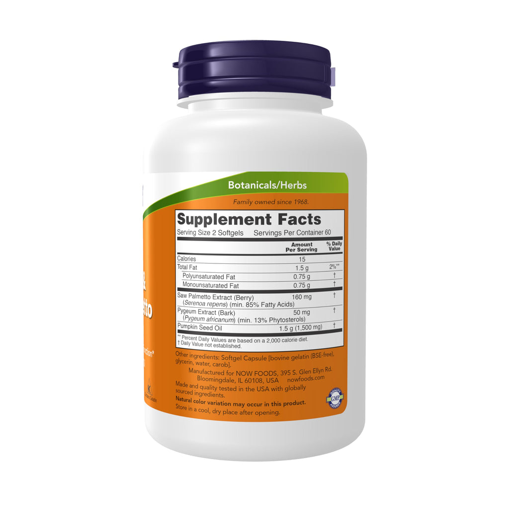 NOW Foods Supplements,Pygeum & Saw Palmetto with Pumpkin Seed Oil,Men's Health*,120 Count (Pack of 2)