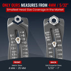 UNKENBO® Gen2 Bolt Size Finder Tool Keychain - Gauge Bolts & Nuts Head SAE 5/32 to 1" & Metric 4 to 25mm, Wrench & Socket Size Finder, Nut & Bolt Fastener Measuring Tool Gifts for Men (Galaxy Silver)