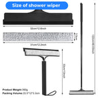 wlich Shower Squeegee with Long Handle, Telescoping Window and Floor Extendable Squeegee for Shower Glass, Bathroom Surfaces, Mirrors, and Smooth Floors, Includes Replaceable and Washable Cloth Pads