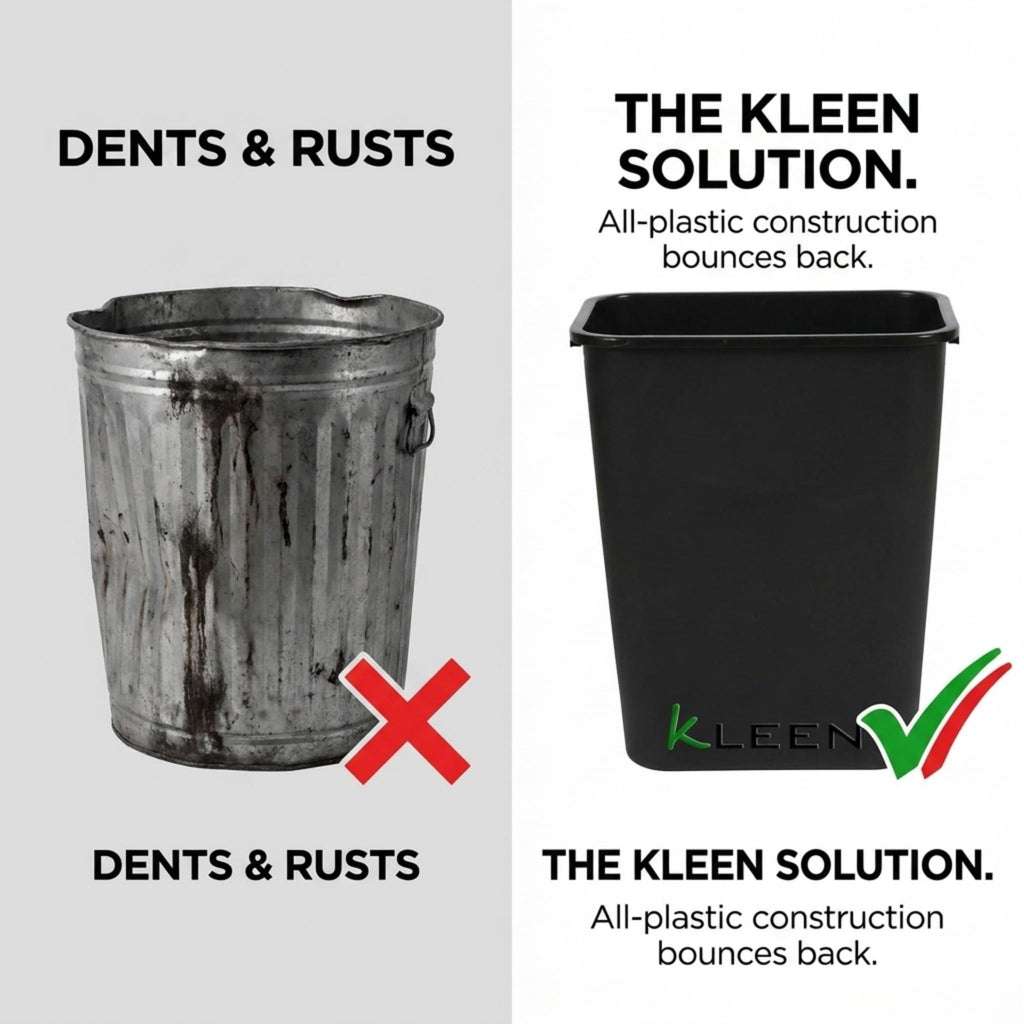 Kleen Commercial Soft-Sided Wastebasket 41qt, 20" x 16" x 11.6", Black Plastic (2 Pack)