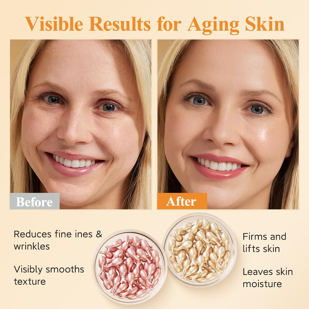 HKH Vitamin C & Retinol Serum for Face - Vit C Oil Capsules with Niacinamide Anti Aging Skincare - Vit A Night Serum Capsules for Women - Moisturise Smooth Fine Lines Even Tone Firming Skin (38+38 ct)