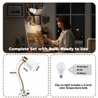 Desk lamp Eye-Caring Table Lamps, 360°Rotation Gooseneck Clip on Lamp Reading Light, Portable Reading Book Light, Clamp Light, Study Desk Lamps for Bedroom and Office Home Lighting (Black and White)
