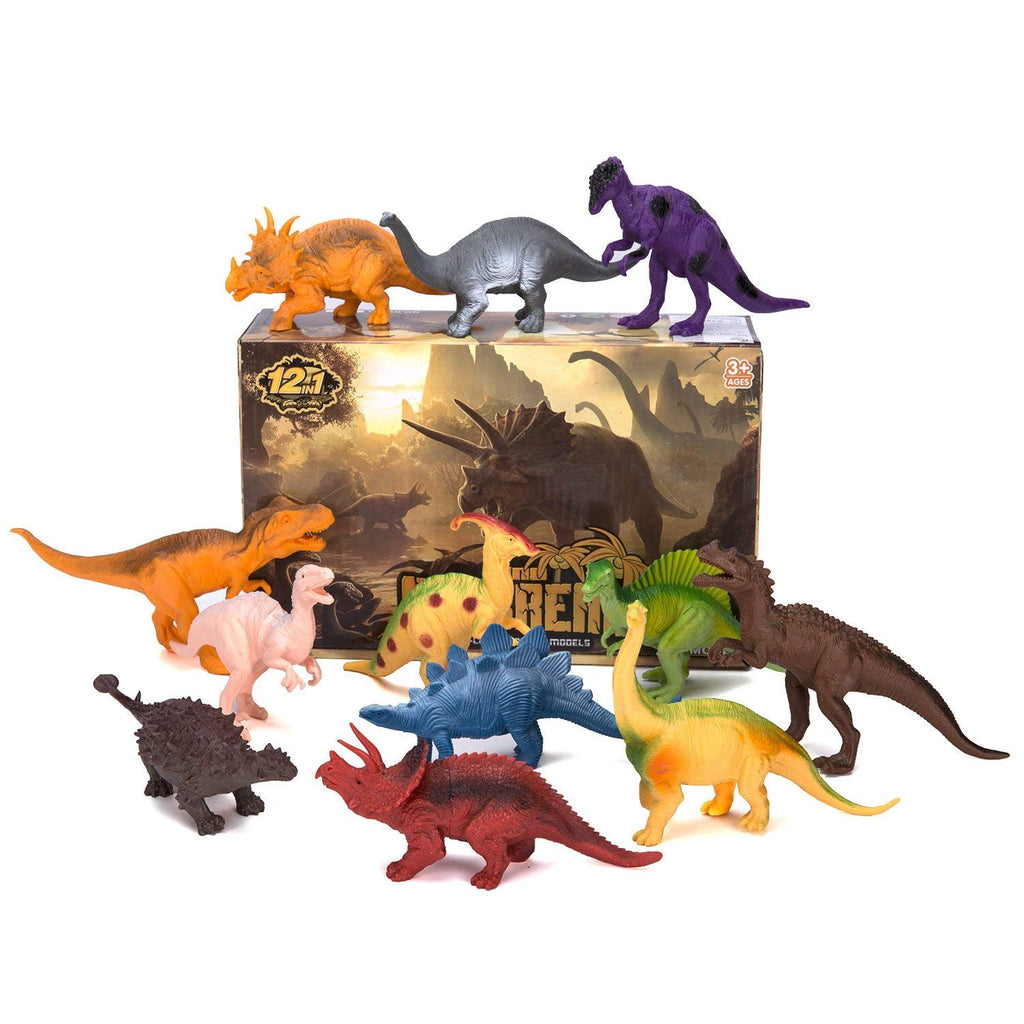 Kids Dinosaur Figures Toys, 12 Pcs Jumbo Plastic Dinosaur Toys for Kids 3-5, STEM Educational Realistic Dinosaurs Figurine Playset for Boys Girls Toddlers