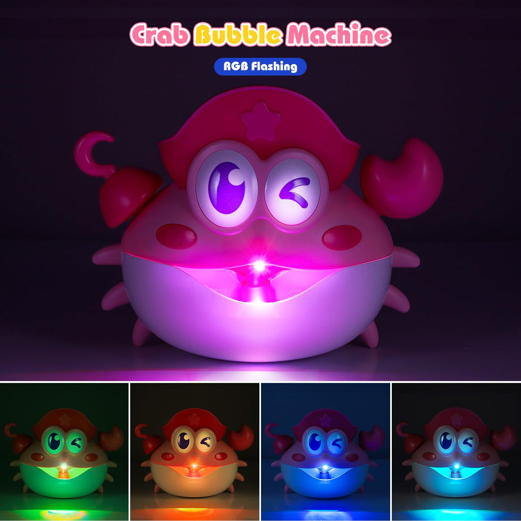 Bath Toys,Crab Baby Bath Toys Light Up Bath Bubble Machine with Colourful RGB Light Great Birthday Gift for Boys and Girls Toddler Toy for Kids Ages 1-3 4-8