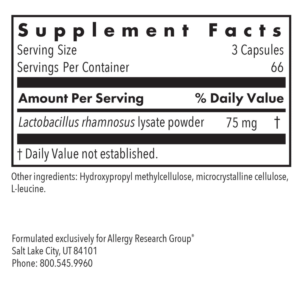 Allergy Research Group ImmunoBiotic Pro - Supports Immune System & Gut Barrier Function - Postbiotic Immune Regulator with Lactobacillus Rhamnosus Lysate - 66 Servings - 200 Capsules