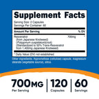 Nutricost Resveratrol 700mg; 120 Vegetable Capsules - 50% Trans-Resveratrol (2 Bottles)