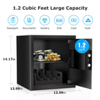 Bonsaii Safe Box with Holder and Removable Shelf, 1.2 Cu. Ft Steel Security Cabinet with Digital Keypad Lock and Type C Port for Home, Office, Valuables, Money, Jewelry, 12.99"W x 12.99"D x 14.17"H
