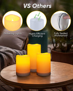 Homemory Solar Candles Outdoor Waterproof, Dusk to Dawn Sensor, 3"x4"5" 6"