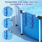RMBHM Adjustable 3-Hook Pool Pole Hanger – Above Ground Pool Accessories for Skimmer, Brush & Hose – Heavy Duty Pool Hooks for Maintenance (Gray, 2-Pack)