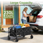 Blomoba Collapsible Wagon Cart, Folding Cart with 330LBS Capacity, Black