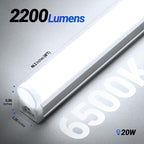 Barrina (Pack of 12 LED T5 Shop Light, 4FT, 2200lm, 6500K, 20W, Linkable