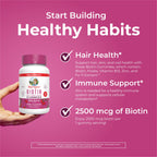 MaryRuth Organics Biotin Gummies | Sugar Free | Vegan | Non-GMO | 2,500 mcg Biotin Supplement | Hair Skin and Nails Vitamins | Hair Growth Vitamins | Hair Growth Supplement | 60 Count