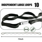 Stretching Strap Yoga Strap with Loops, Stretch Straps for Physical Therapy, Non-Elastic Exercise Strap for Pilates, Dance and Gymnastics with Workout Guide (Black+Black)