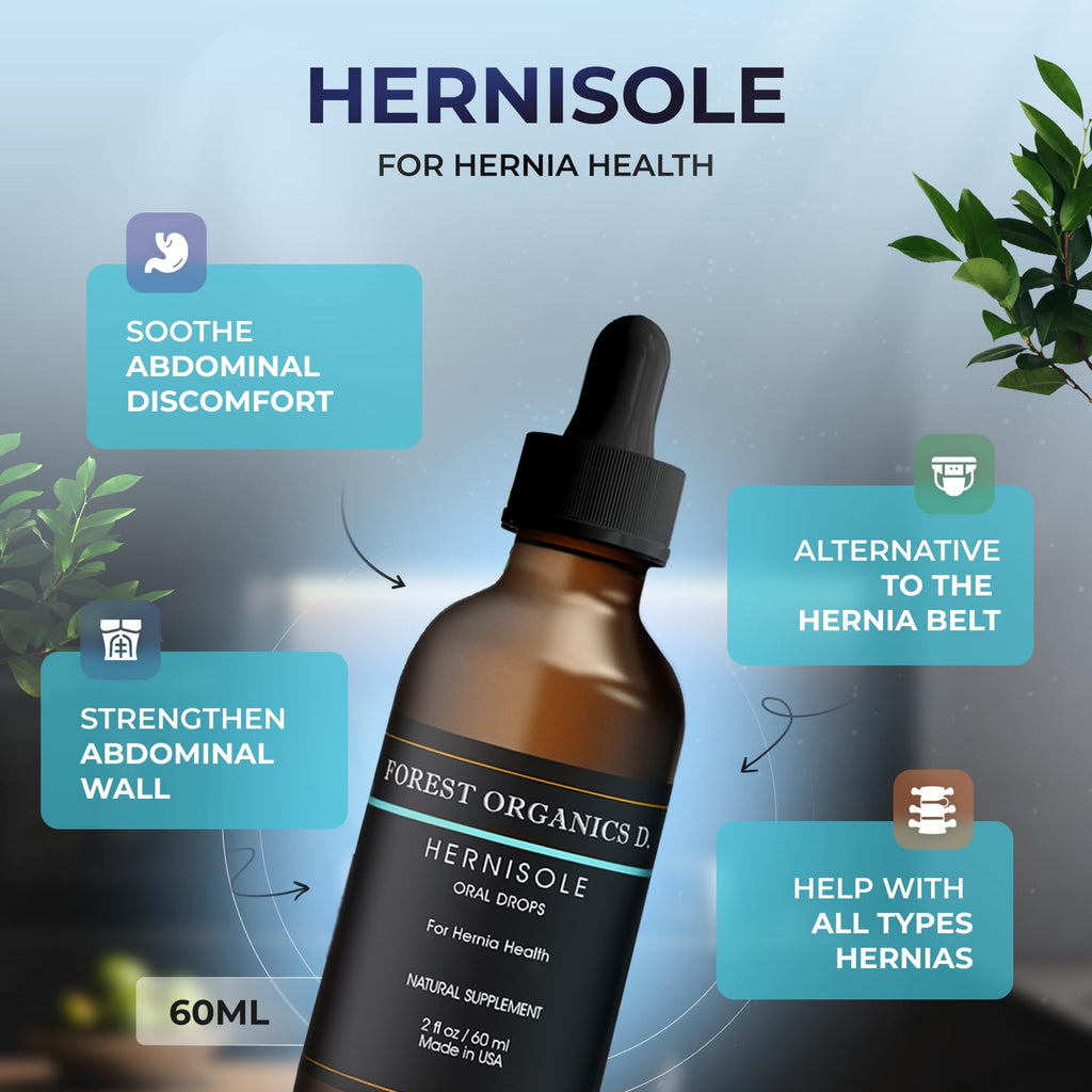 Hernia Health Dietary Supplement - Extract from 24 Plants for Digestive Support - Herbal Hernia Support Drops - Strengthens Weak Tissues and Aids with Hernias I Hernisole