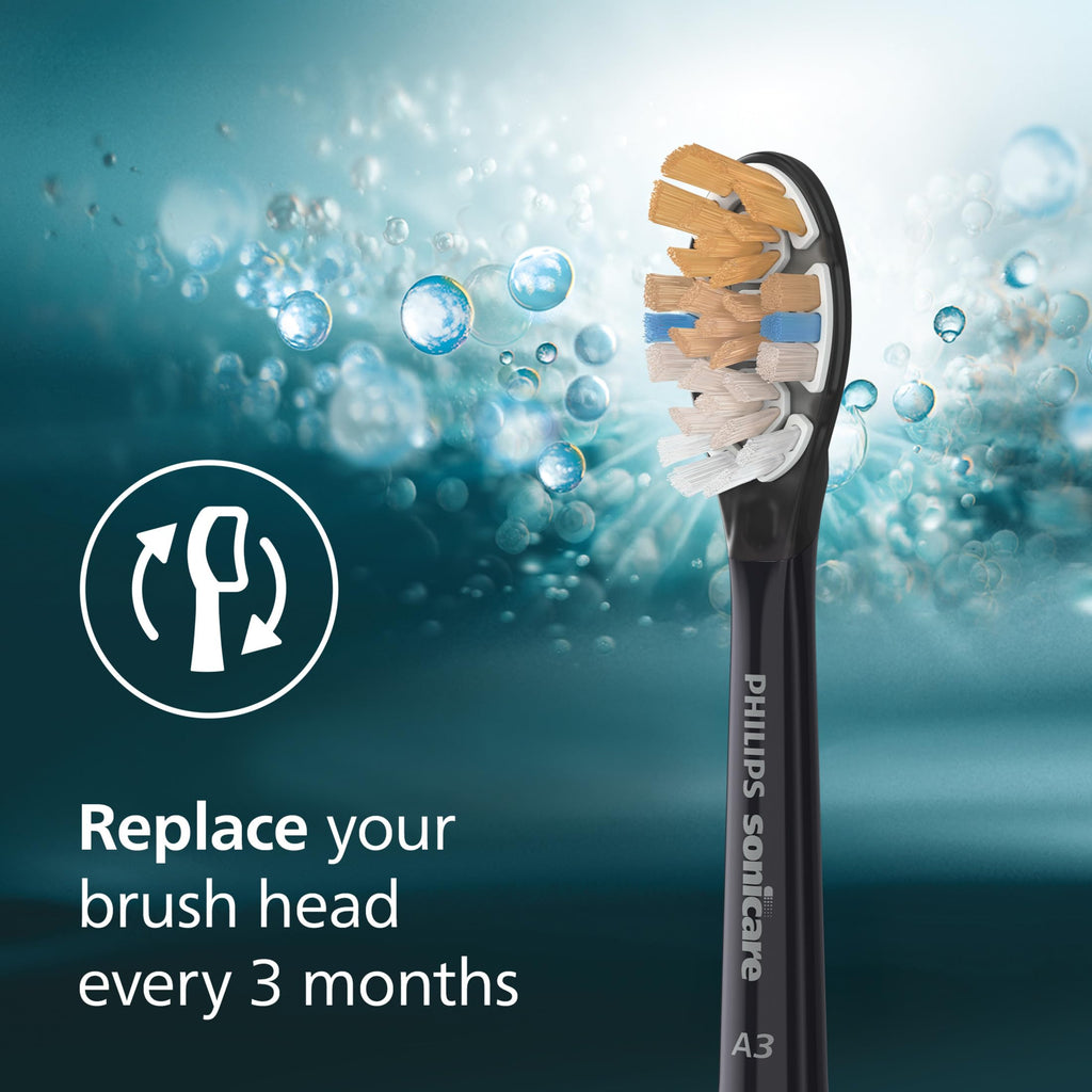 Philips Sonicare A3 All-in-One Brush Heads, 2-Pack, 6 Month Supply, Black