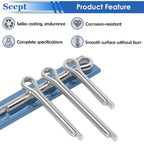 Seept 120Pcs Cotter Pins 304 Stainless Steel Cotter Pins Assortment Kit Tractor Pin Used for Hitch Pin Lock System, Trucks, Engine Repair in Towing Hitch Clips & Pins