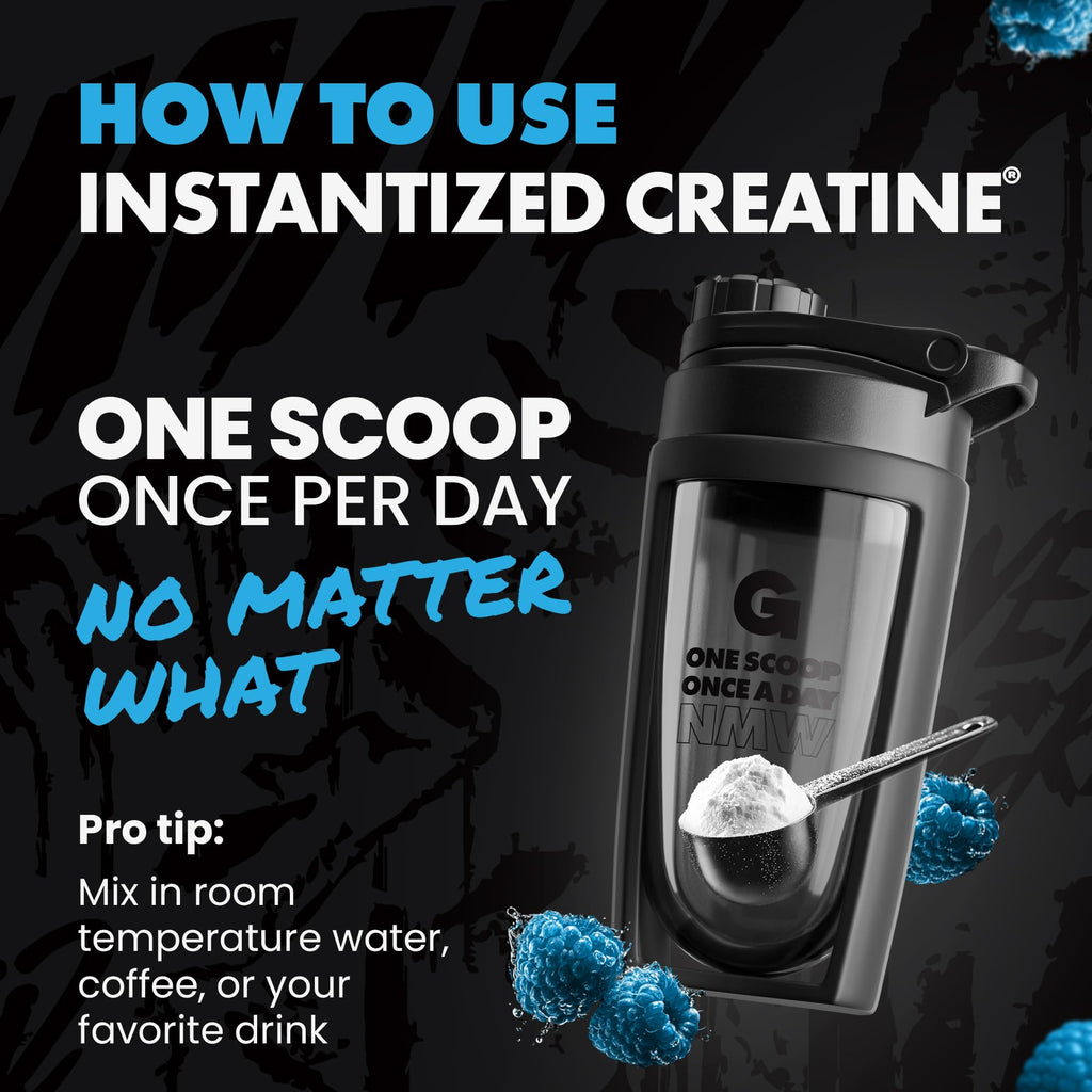 Gains in Bulk Instantized Creatine Monohydrate for Women and Men, Soluble Pre Workout Powder, Supports Muscle Building, Strength and Performance, Bodybuilding Supplements, Blue Raspberry, 30 Servings