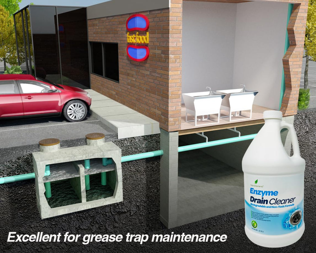Natural Elements Enzyme Drain Cleaner | Digest Grease, Fats, and Paper Buildup in Drains, Septic Tanks, Grease Traps, Pipes (1 Gallon)