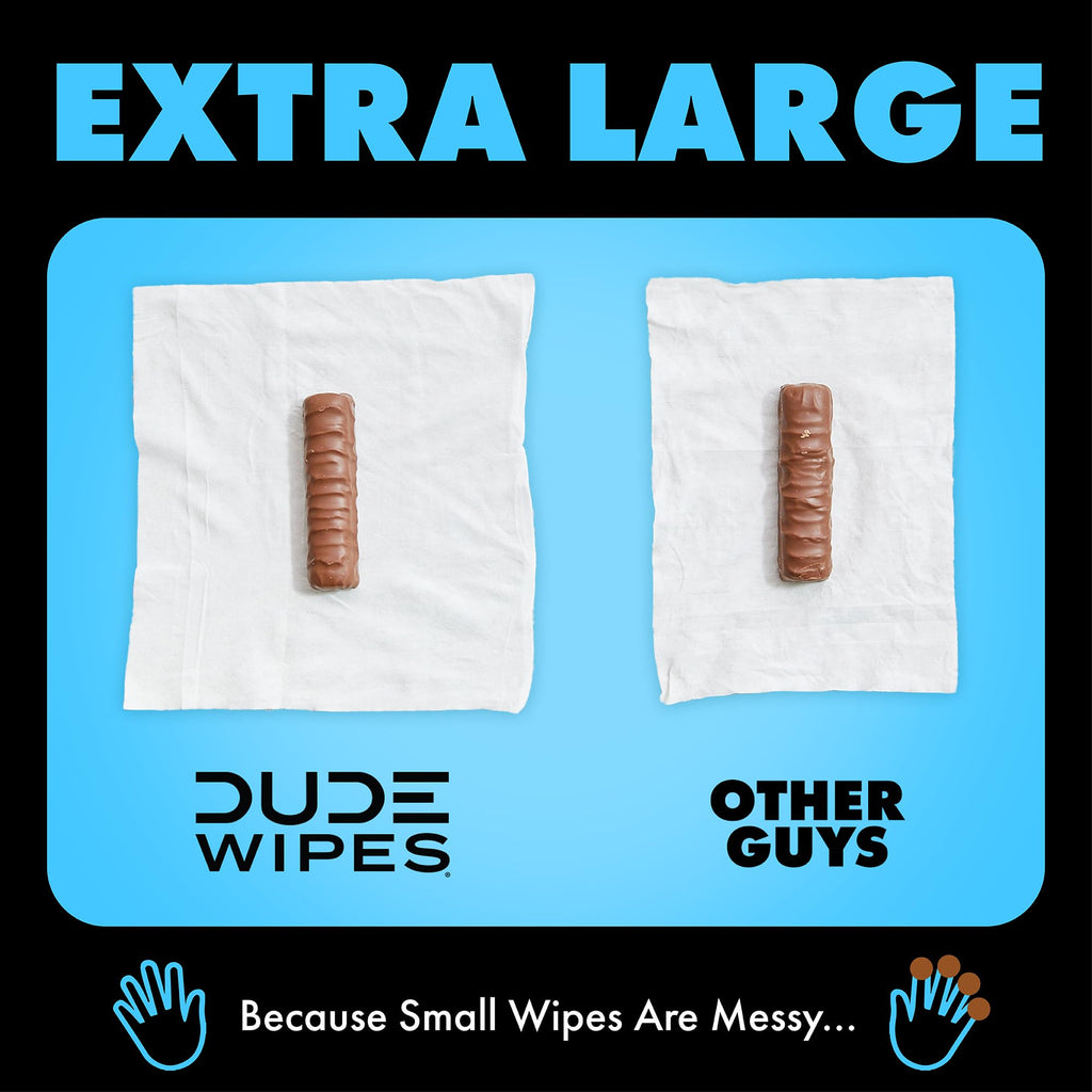 DUDE Wipes Unscented Flushable Wipes - Extra-Large Adult Wet Wipes for Sensitive Skin - 6 Pack (288 Count) - Infused with Vitamin E and Aloe - Septic and Sewer Safe
