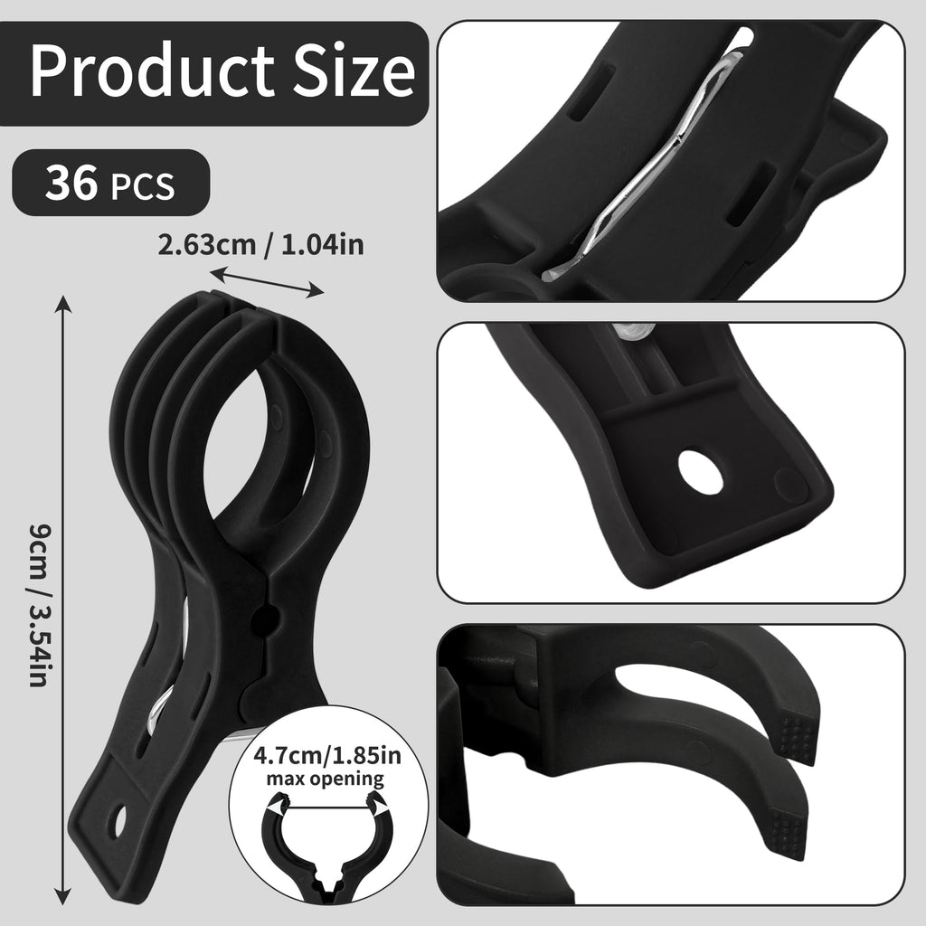 PUGPIU 36 Pack Balloon Arch Clips for Backdrop | Plastic Black Spring Clamps | 3.5 Inch Heavy Duty Clip for Backdrop Stand | Birthday Wedding Decoration | Photography Studio | Crafts | Clothing