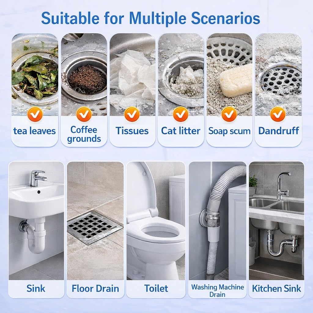 Drain Clog Remover, Liquid Plumber Drain Cleaner, Sink Cleaner Garbage Disposal and Deodorizer, Pipe Cleaners for Shower or Sink Drains, Professional Toilet Unclogs and Removes Hair, Blockage (2 pcs)