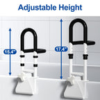 Adjustable Bathtub Safety Rail with Double Grip, 14–18 Inch Height Shower Grab Bar for Seniors, Elderly & Disabled, Non-Slip Tub Side Bar Clamp for Bathroom Support