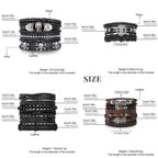 KISS WIFE PU Leather Bracelets for Men, Punk Skull Braided Bracelet Se